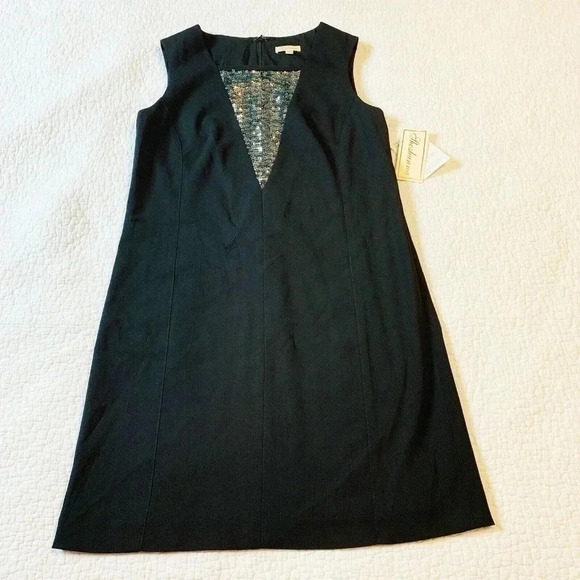 Shoshanna Size 2 Black Sleeveless Sequin Accent Shift Cora Dress NEW! - Picture 3 of 7